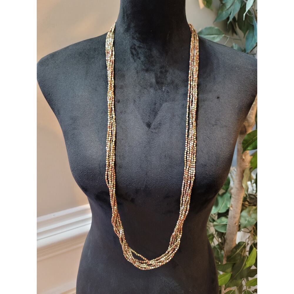 Women's Multicolor Beaded Layered Necklace With Lobster Clasp Lightweight